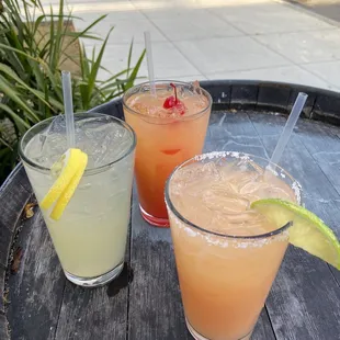 Left to right: Fisher's Island Lemonade, Fish Punch, and Paloma