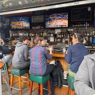 Outdoor patio with sports always on