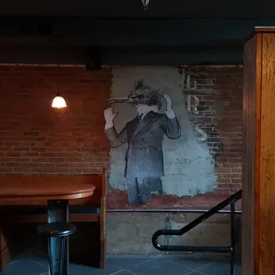 a painting of a man smoking a cigarette