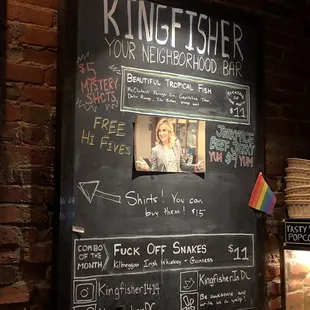 a menu on a blackboard