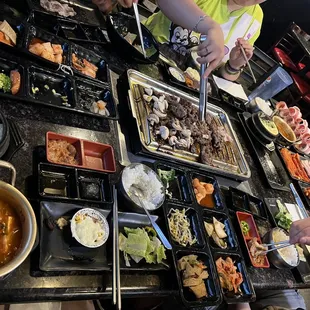 a table full of food