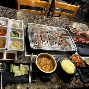 soybean paste stew and steamed eggs
