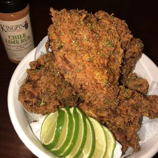 Fried chicken with our chili lime Rub