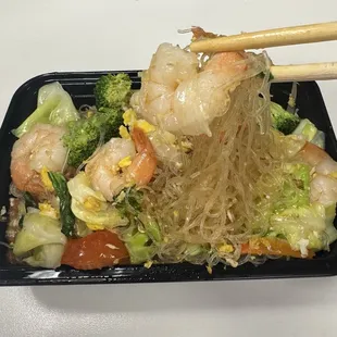 Pad Woon Sen (Glass Noodles) w/ Shrimp. Really Good.