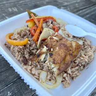 A new dish with white fish