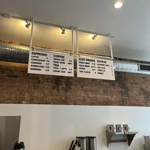menus on the wall