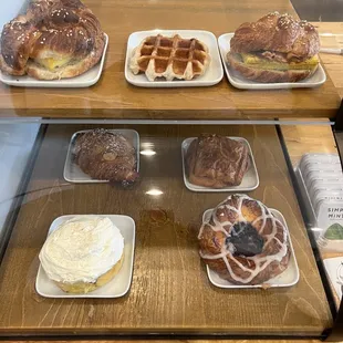 pastries and pastries on display