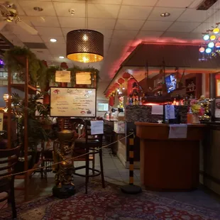 Inside entrance. Take out only though.