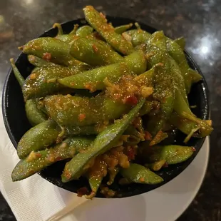 Spicy Garlic Edamame