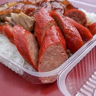 BBQ Lunch Box To Go w/ Roast Duck &amp; BBQ Sausage - IG: @nelson_eats