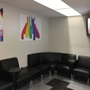 Sitting area across from the family workout area