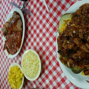 2meat plate and bbq baked potato