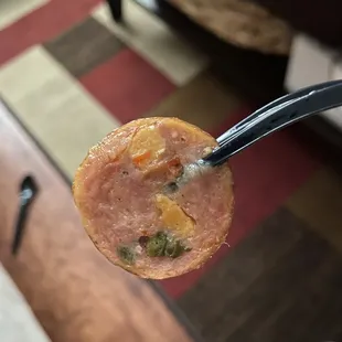 Close up of jalapeño cheddar sausage