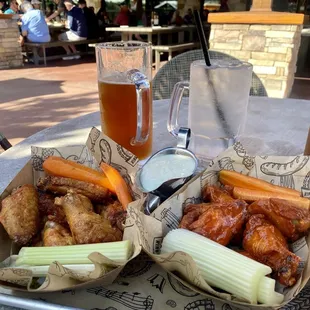 Wings. Half buffalo and half lemon pepper. Very good.