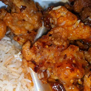 General tso&apos;s microwave chicken