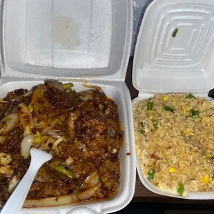 Mongolian Beef and House Fried Rice
