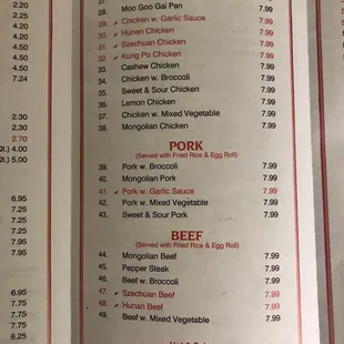 the menu for the king's buffet