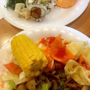 two plates of food on a table