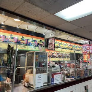 Inside menu and counter