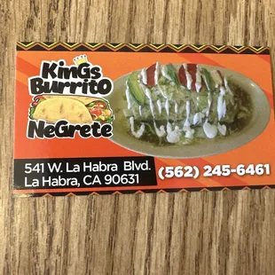 Correct number listed on card