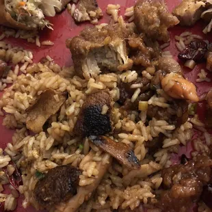 Brown chicken and stale orange peel