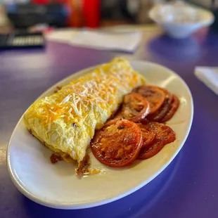 The Big Omelette with grilled tomatoes!
