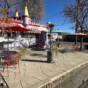 the outside seating area
