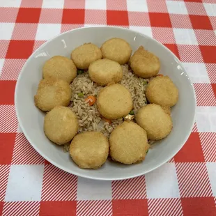 Fried scallops with fried rice