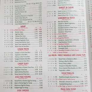Kings menu Feb 2019