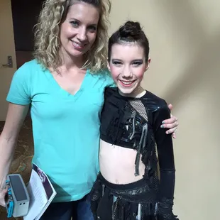 Owner Stacie Souza with one of her soloists before hitting the stage