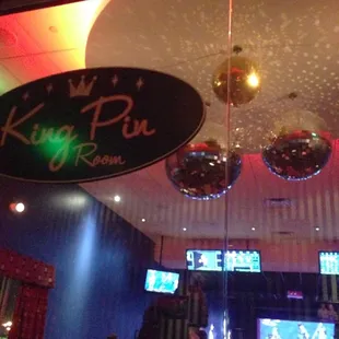 Private party room with bowling lanes.