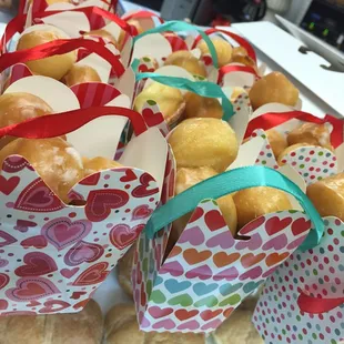 Mini heart donut in little basket