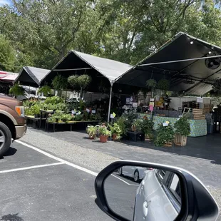a view of a car's side mirror