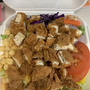 Large Crispy Chicken Salad....love how many toppings they put!