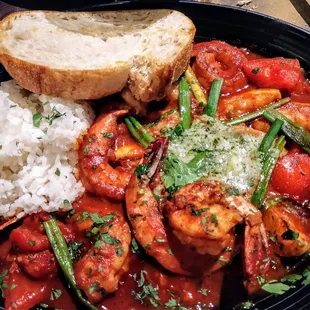 N'awlins-style sauteed bbq'd shrimp. Fantastic. Needs to come with a veggie side though (only comes with rice).