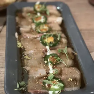 Yellowtail Carpaccio (one of the best I've had) IG: @ammysalamii