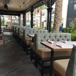 Updated outdoor seating area with new booths.
