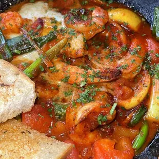 BBQ shrimp dish was delicious and next time we'll order the entree instead of the appetizer