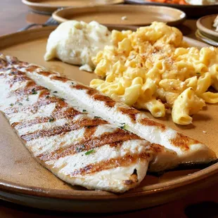 Mothra&apos;s Day Lunch  Farmed Idaho Trout w/ Mac n&apos; Cheese &amp; Garlic Mashed Potatoes from #KingsFishHouse