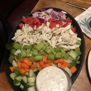 Crab salad with dressing on the side