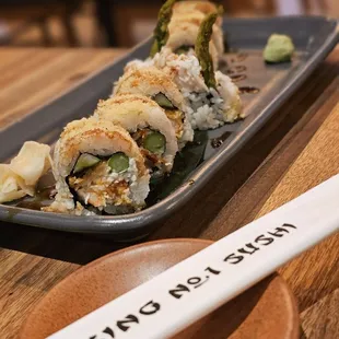 Lobster Crunchy Roll: lobster, krab salad, asparagus, Cucumber, eel sauce - very good!