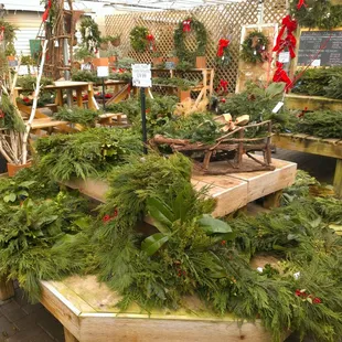 Christmas greenery and wreaths
