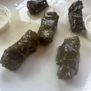 Stuffed grape leaves! Delicious!!