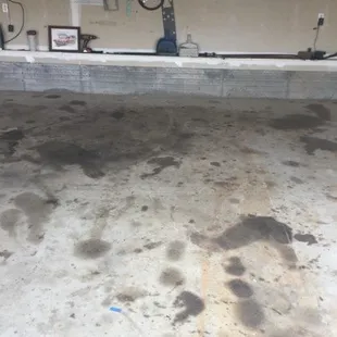 a dirty garage floor