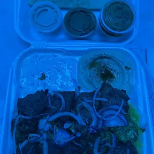 Exquisite 3 meat Combo Plate with homemade yogurt and delicious Hummus. With tasty hot sauce