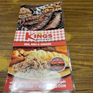 a menu for a barbecue restaurant