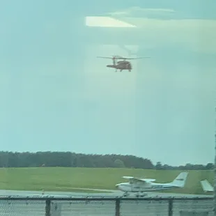 You can watch the action on the airfield while you dine although it was pretty slow when we were there