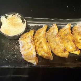 Cinnamon Apple Gyoza with a sweet cream cheese dip