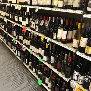 rows of wine bottles