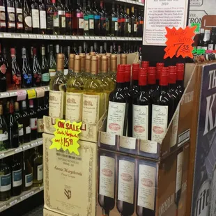 a display of bottles of wine